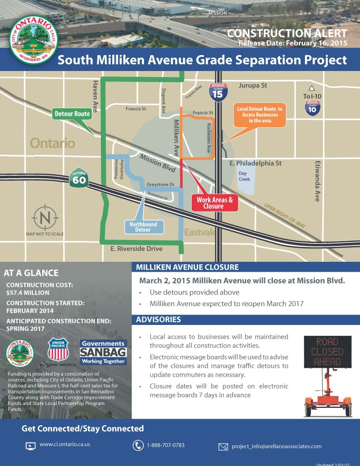 Milliken Closure and Detour Notice