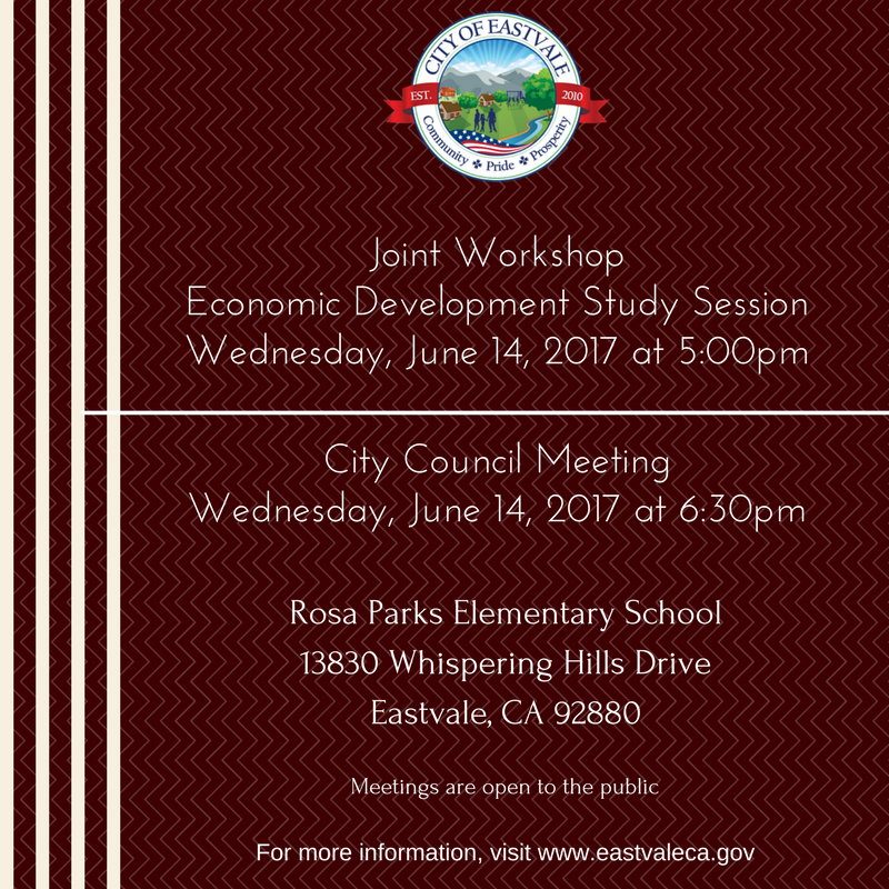 Eastvale City Council Special Workshop and Meeting