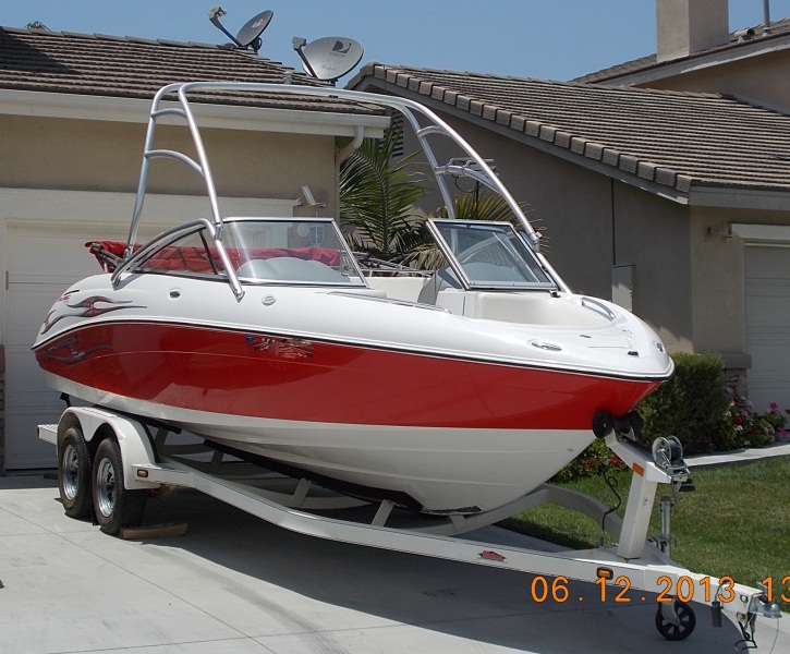 Boat in driveway