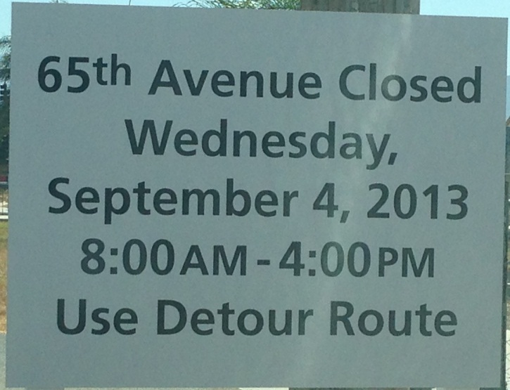 65th Closed Sign