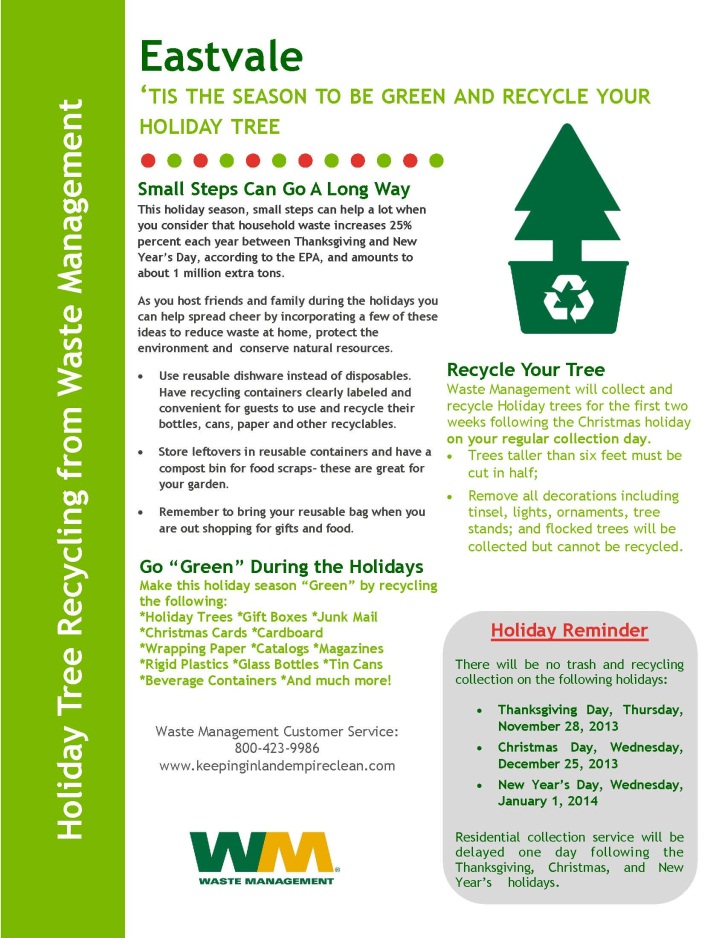 Eastvale Christmas Recycle Flyer 2013